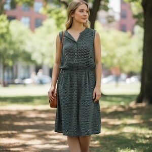 Merona Black and White Patterned Midi Dress